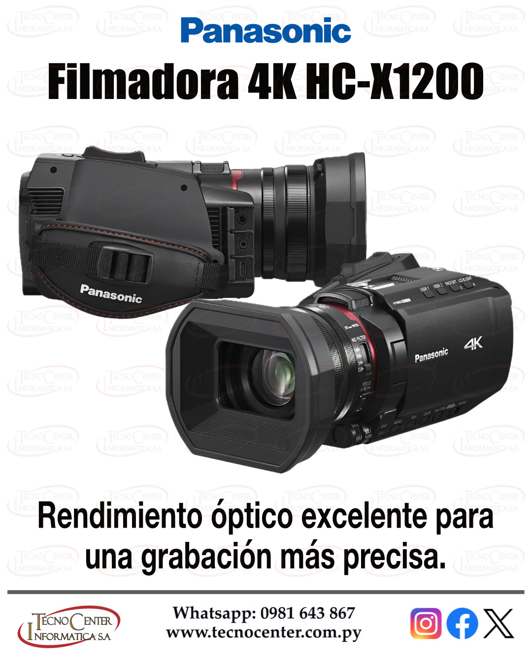 Filmadora Panasonic HC-X1200 4K.
